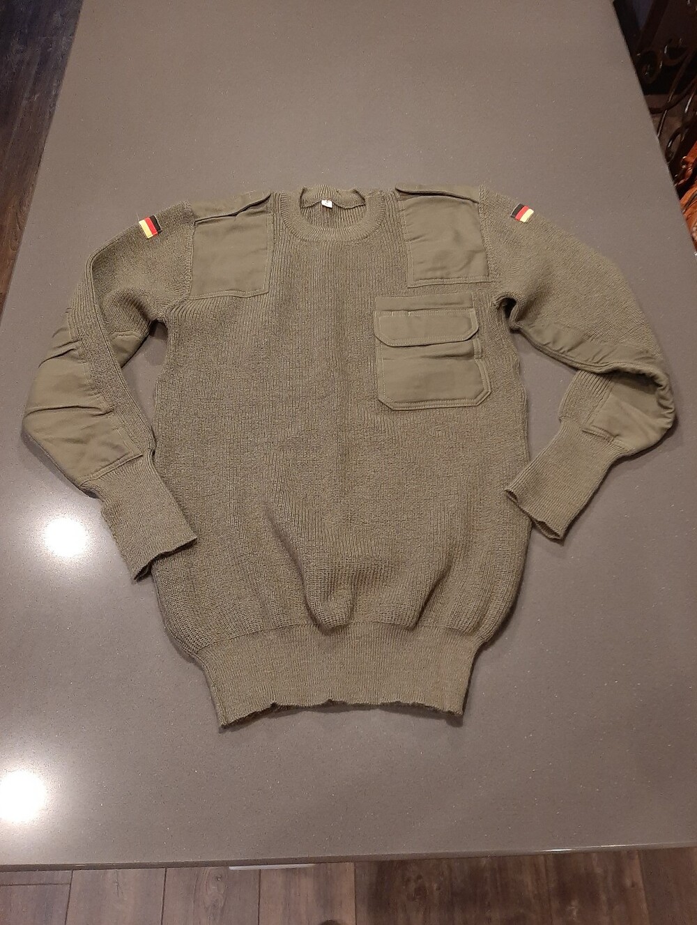 German Bundeswehr Commando Military Wool Sweater Olive Size 50 Vintage